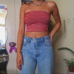 Red striped tube top!!